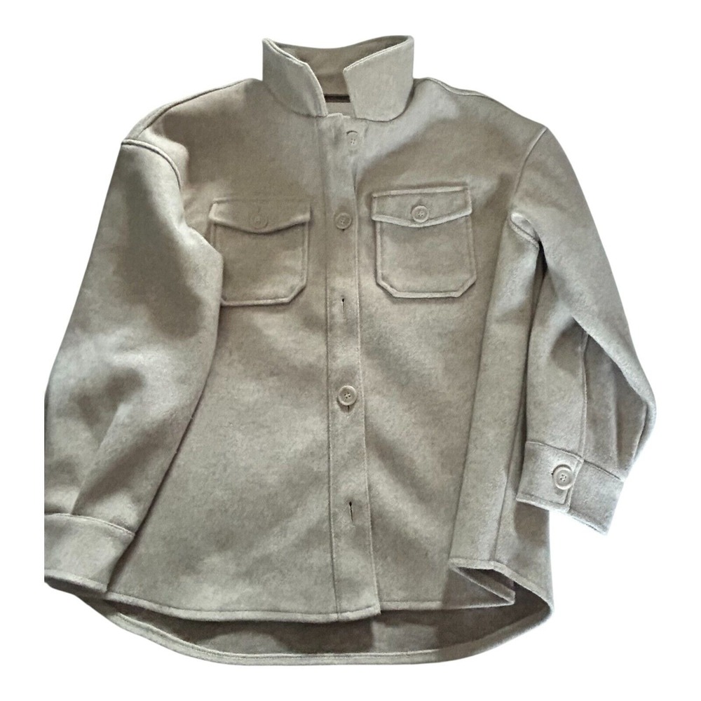 Avec Les Filles Anthropologie Shacket Shirt‎ Jacket Womens L Beige Button Up